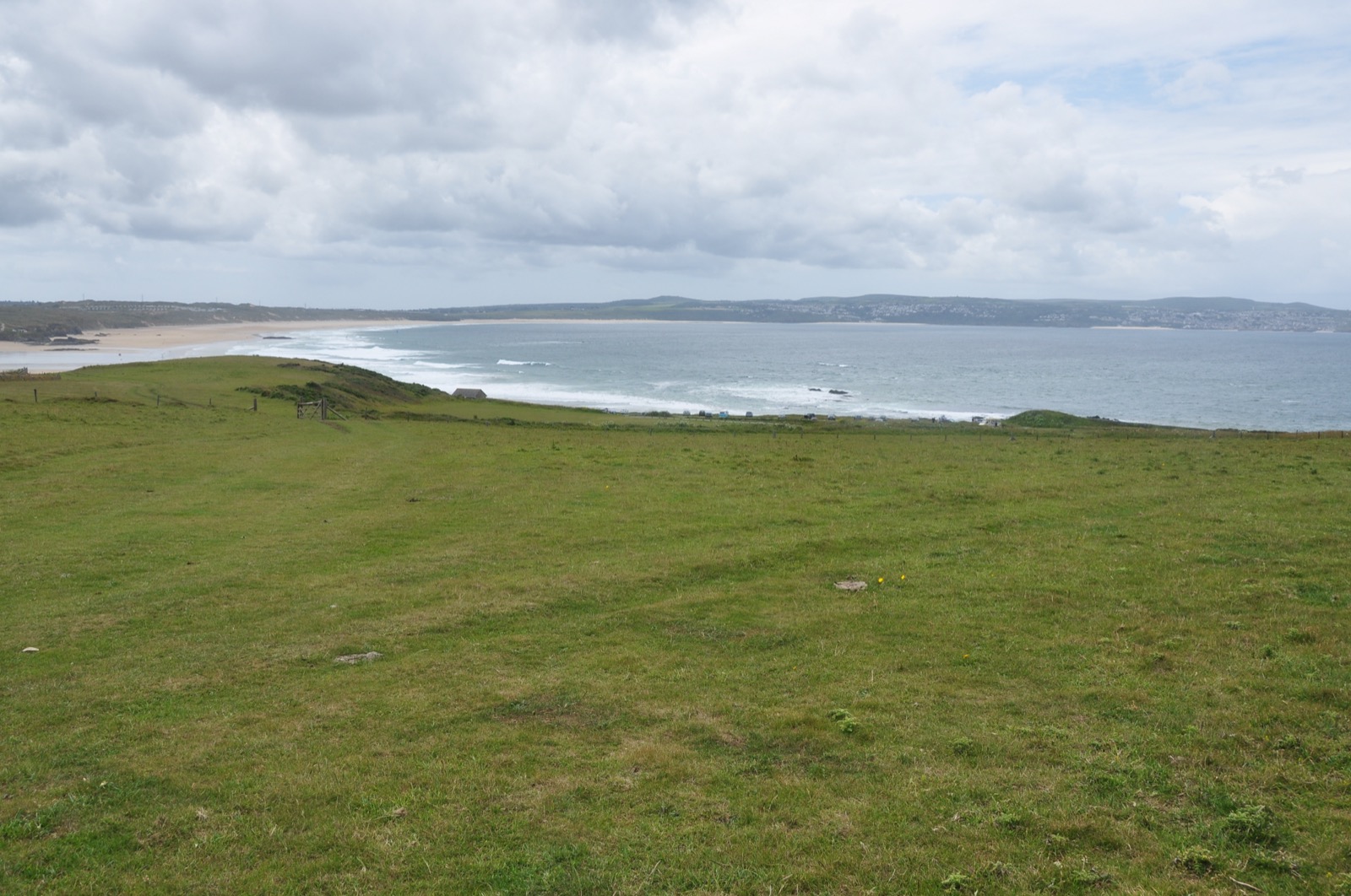 A wide view of St Ives Bay from Godrevy Point on the north Cornwall coast